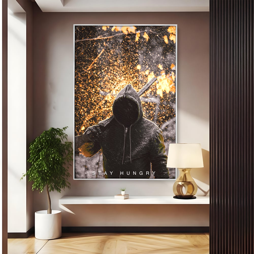Tablou canvas cu tablou canvas cu silueta motivationala, in rama de aluminiu argintiu